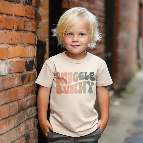 Snuggle Bunny Toddler Easter Shirt - Cute Kids Natural Youth Graphic Tee - Picture 3 of 4